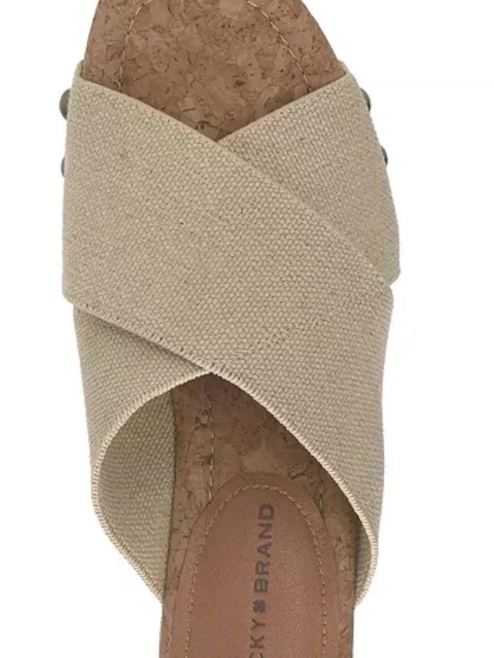 Lucky Brand Natural Canvas Cork Wedge Mules
